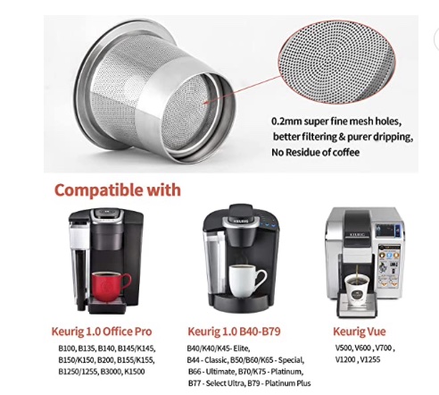 Example of healthy way to make Keurig coffee in reusable stainless steel cups instead of wasting plastic